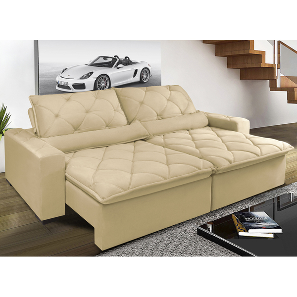 Sofá Magnum 2,02m Retrátil, Reclinável Com Molas No Assento E