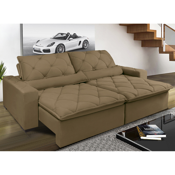 Sofá Magnum 2,42m Retrátil, Reclinável Com Molas No Assento E