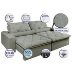 Sofá Magnum 2,42m Retrátil, Reclinável Com Molas No Assento E