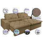 Sofá Magnum 2,62m Retrátil, Reclinável Com Molas No Assento E