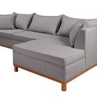 Sofá Malta Com Chaise Linho Grafite Fixo Living Premium Impér