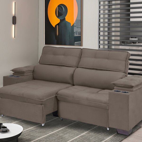 Sofá Manaus 180 Cm Retratil E Reclinável Cappuccino