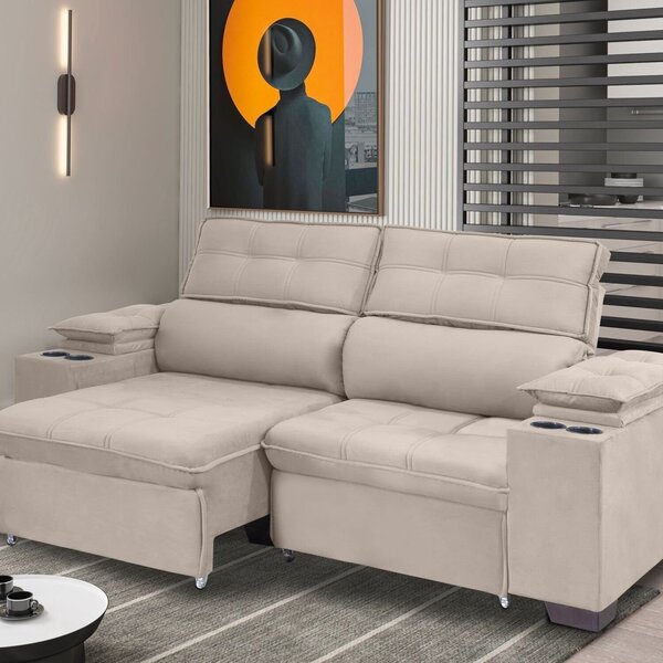 Sofá Manaus 180cm Retrátil E Reclinável Champanhe