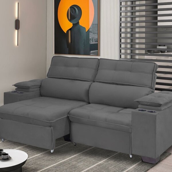 Sofá Manaus 230cm Retrátil E Reclinável Titânio