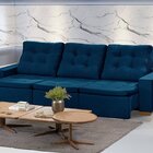 Sofá Manaus Modular 6 Lugares 305cm Retrátil E Reclinável Azul