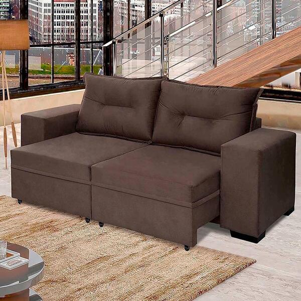 Sofá Marrocos Retrátil 2,00 Mts Pluma Café