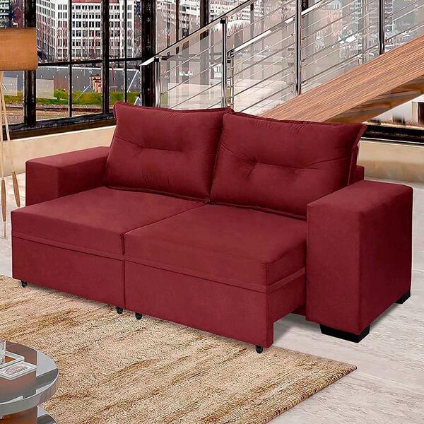 Sofá Marrocos Retrátil 2,00 Mts Pluma Vinho