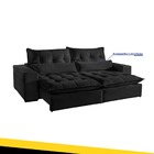 Sofá Máximo Retrátil E Reclinável 3 Lugares Suede Preto 2,30