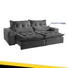 Sofá Máximo Retrátil E Reclinável 4 Lugares Suede Cinza 2,50