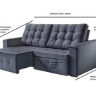 Sofá México Retrátil E Reclinável 180cm Cinza