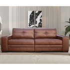 Sofá Milano 02 Lugares Couro Conhaque A110 170 Cm Pés De Made