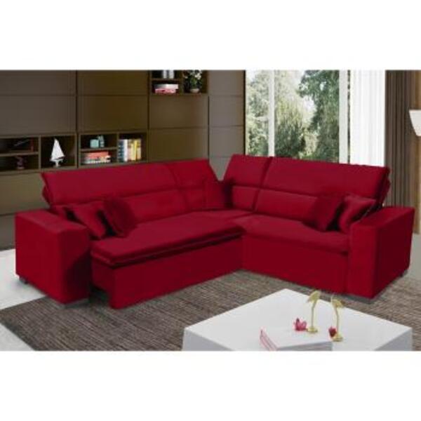 Sofá Milão 2.50mx2.50m De Canto, Retrátil E Reclinável - Vinho