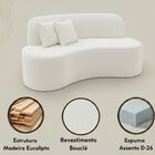 Sofá Minimalista Orgânico 2 Lugares Sala Bouclé Bouclé Off Wh