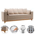 Sofá Moderno Pés Em Madeira 4 Lugares Bege Muniz Cromos