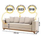 Sofá Moderno Pés Em Madeira Maciça 4 Lugares Linho Bege Muniz