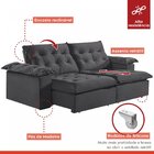 Sofá Modulado Retrátil E Reclinável 230cm Genebra  Cinza Escu