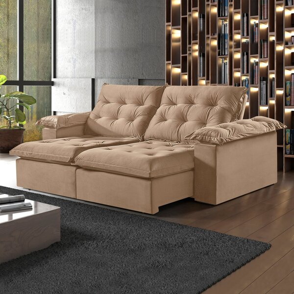 Sofá Modulado Retrátil E Reclinável 290cm Genebra   Capuccino