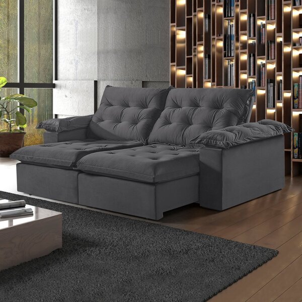 Sofá Modulado Retrátil E Reclinável 290cm Genebra   Cinza Esc
