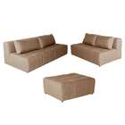 Sofá Modular 2 E 3 Lugares Com Puff Soho Linho Bege