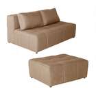Sofá Modular 2 Lugares Com Puff Soho Linho Bege