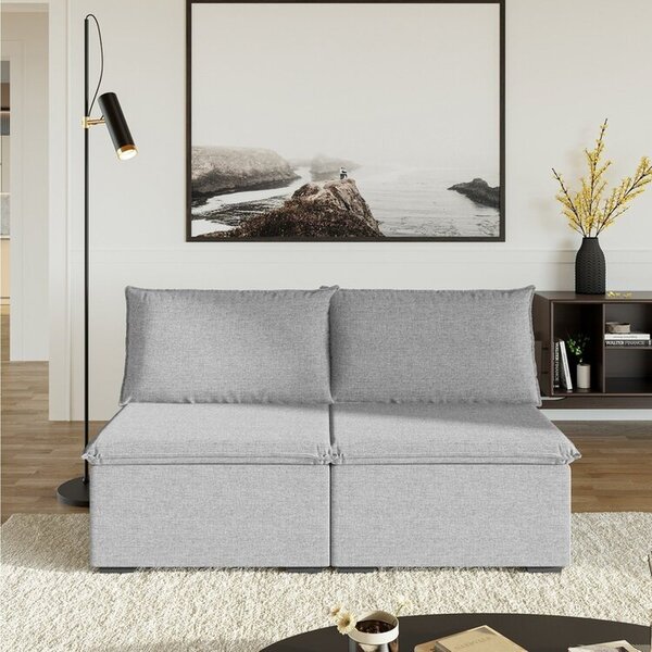 Sofá Modular 2 Lugares Zen Cabecasa Madeiraoriginals Cinza