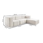 Sofá Modular 3 Lugares + Puff Bouclé Nude