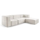 Sofá Modular 3 Lugares + Puff Bouclé Nude