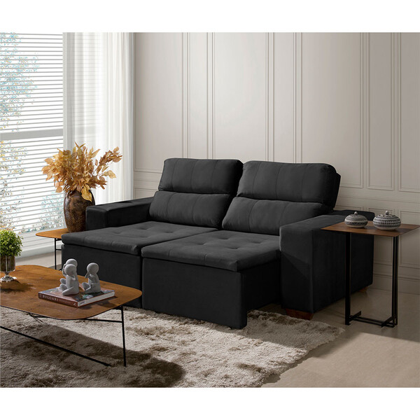 Sofá Modular 3 Lugares Búzios 195cm Com Molas, Retrátil E Rec