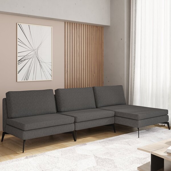 Sofá Modular 3 Lugares Com Chaise 255cm Calla Cabecasa Madeir