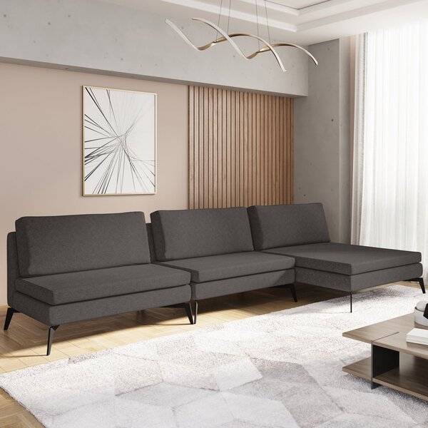 Sofá Modular 3 Lugares Com Chaise 300cm Calla Cabecasa Madeir