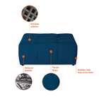 Sofá Modular 3 Lugares Com Puff Soho Linho Azul Marinho