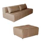 Sofá Modular 3 Lugares Com Puff Soho Linho Bege