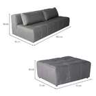 Sofá Modular 3 Lugares Com Puff Soho Linho Cinza