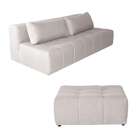 Sofá Modular 3 Lugares Com Puff Soho Linho Cru