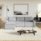 Sofá Modular 3 Lugares Com Puff Zen Cabecasa Madeiramadeira C