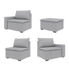 Sofá Modular 3 Lugares Com Puff Zen Cabecasa Madeiramadeira C