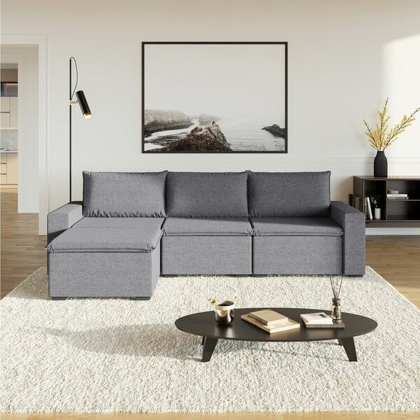 Sofá Modular 3 Lugares Com Puff Zen Cabecasa Madeiraoriginals