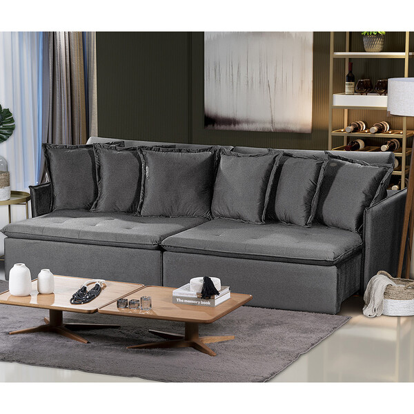 Sofá Modular 6 Lugares Olinda 2.90 Mt Com Molas Retrátil E Re