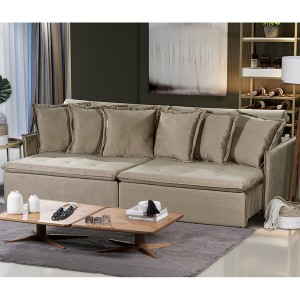 Sofá Modular 6 Lugares Olinda 2.90 Mt Com Molas Retrátil E Re