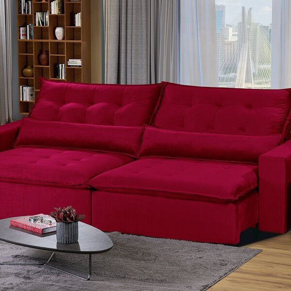 Sofá Modular Bahia 5 Lugares 250cm Com Molas Retrátil E Recli