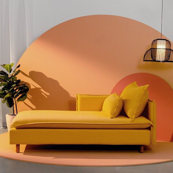 Sofá Modular Chaise Braço Lateral Com Pé Madeira Sôma Cabecas