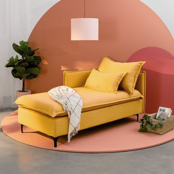 Sofá Modular Chaise Braço Lateral Com Pé Metal Sôma Cabecasa