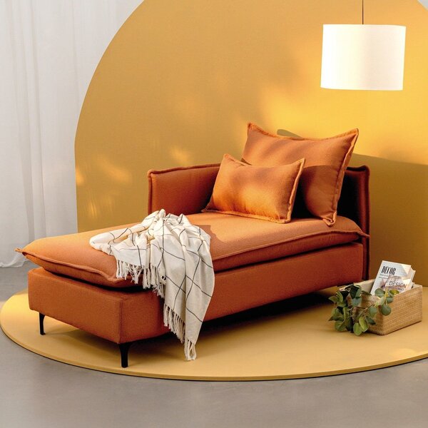 Sofá Modular Chaise Braço Lateral Com Pé Metal Sôma Cabecasa