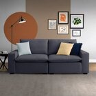 Sofá Modular Hug 3 Lugares 210cm Em Linho Cabecasa Madeiraori