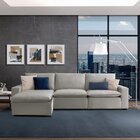 Sofá Modular Hug 6 Lugares 375cm Com 1 Puff Em Linho Cabecasa