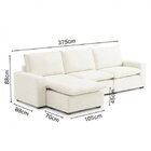 Sofá Modular Hug 6 Lugares 375cm Com 1 Puff Em Linho Cabecasa