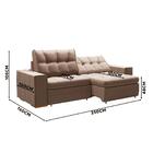 Sofá Modular Retrátil E Reclinável 2,50m Veludo Bege New Elit