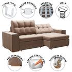 Sofá Modular Retrátil E Reclinável 2,50m Veludo Bege New Elit