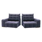 Sofá Modular Retrátil E Reclinável 2,50m Veludo Cinza Chumbo