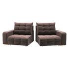 Sofá Modular Retrátil E Reclinável 2,50m Veludo Marrom Lion C